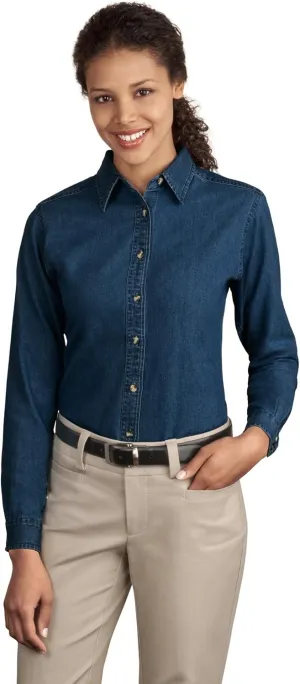 Port & Company Women's Long Sleeve Value Denim Shirt