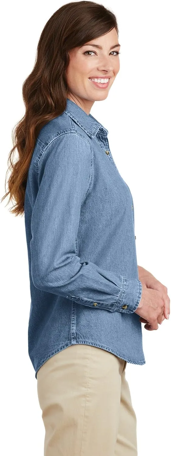 Port & Company Women's Long Sleeve Value Denim Shirt