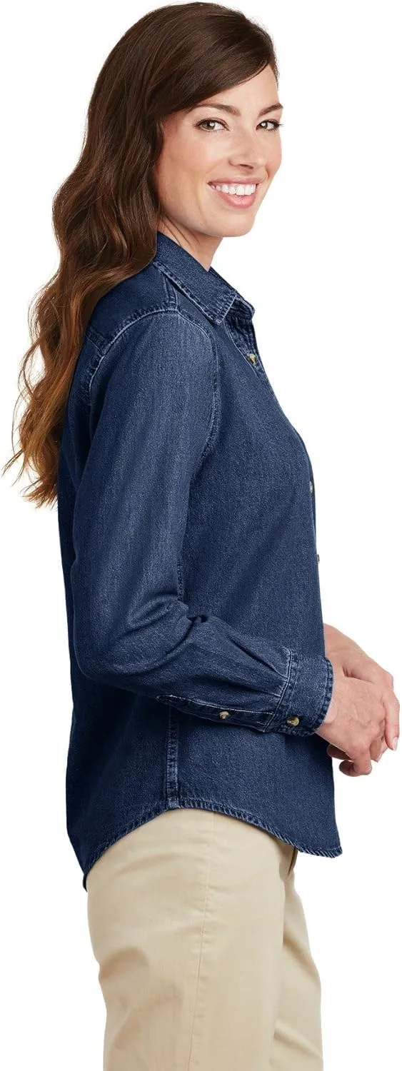 Port & Company Women's Long Sleeve Value Denim Shirt