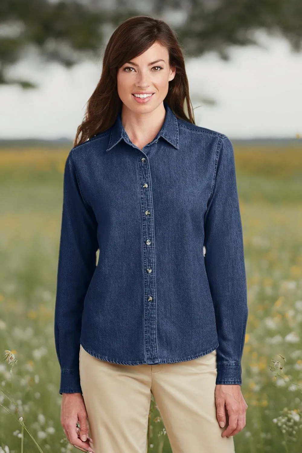 Port & Company Women's Long Sleeve Value Denim Shirt