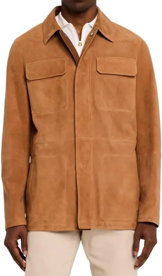 Premium Suede Safari Field Coat for Men  Men's Classic Field Style Suede Coat  Soft Leather Field Coat