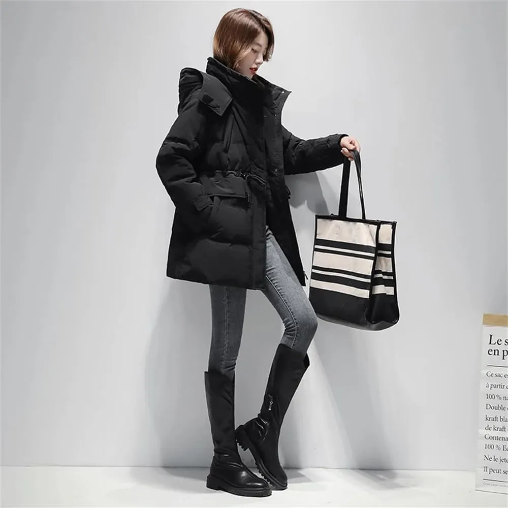 Pulcykp Women's Down Hooded Jackets Winter Thickening Warm Puffer Coat Cotton Padded Jacket Outwear