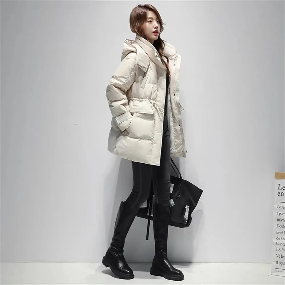 Pulcykp Women's Down Hooded Jackets Winter Thickening Warm Puffer Coat Cotton Padded Jacket Outwear