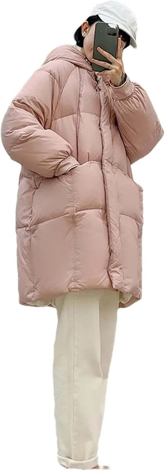 Pulcykp Women's Down Jackets Coat Winter Thickening Warm Bubble Long Puffer Cotton Padded Jacket