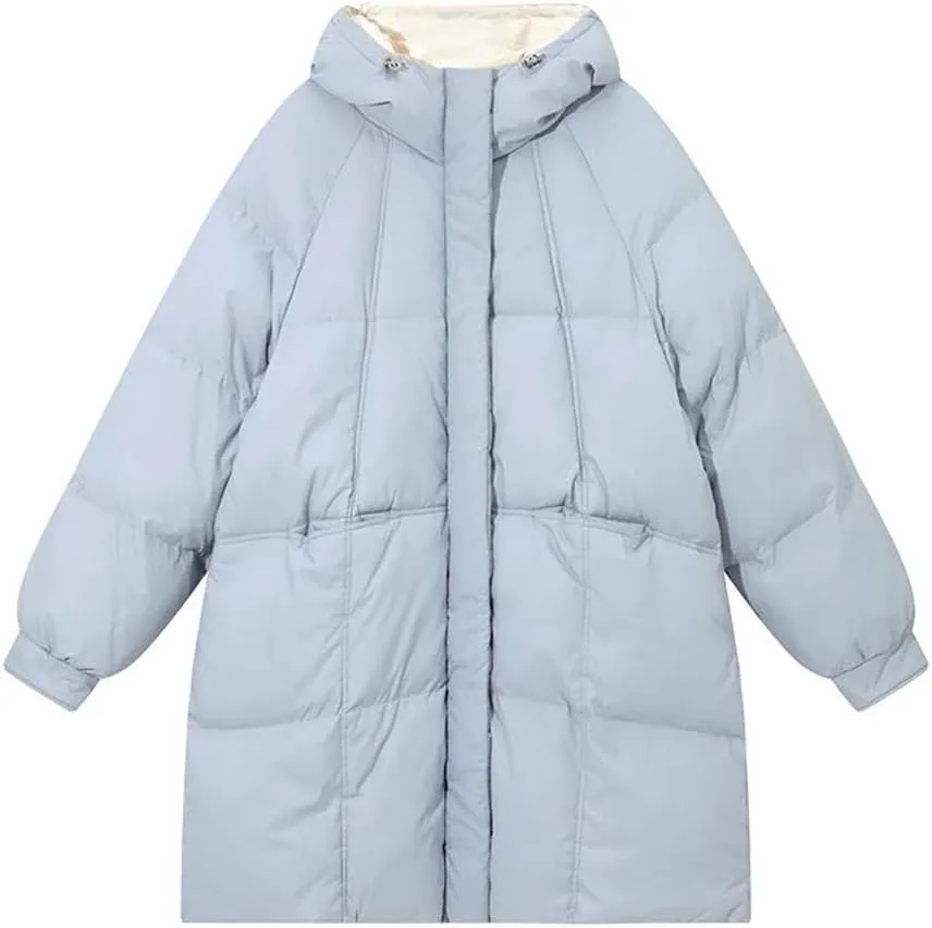 Pulcykp Women's Down Jackets Coat Winter Thickening Warm Bubble Long Puffer Cotton Padded Jacket