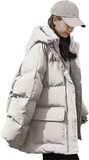 Pulcykp Women's Down Jackets Coat Winter Thickening Warm Bubble Short Puffer Cotton Padded Jacket Outwear