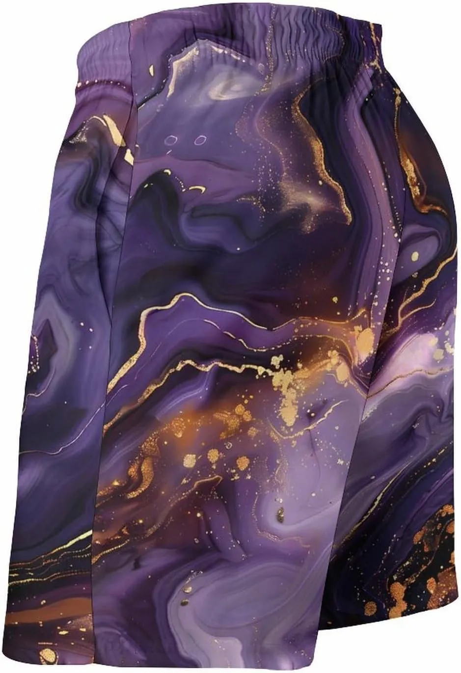 Purple And Gold Abstract Men's Swim Trunks Quick Dry Board Shorts Breathable Summer Beach Shorts Bathing Suits