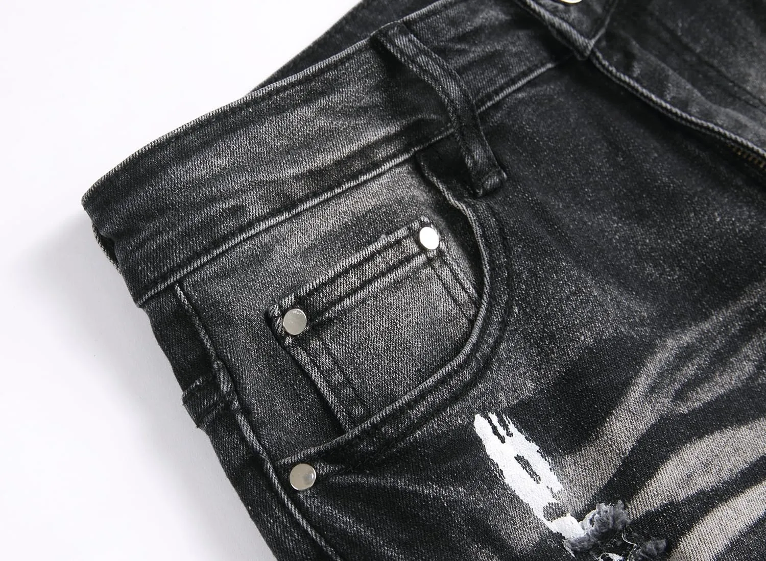 QIMYUM Men's Slim Fit Jeans Ripped Skinny Jeans for Men, Fashion Biker Jeans Stretch Moto Cargo Denim Pants