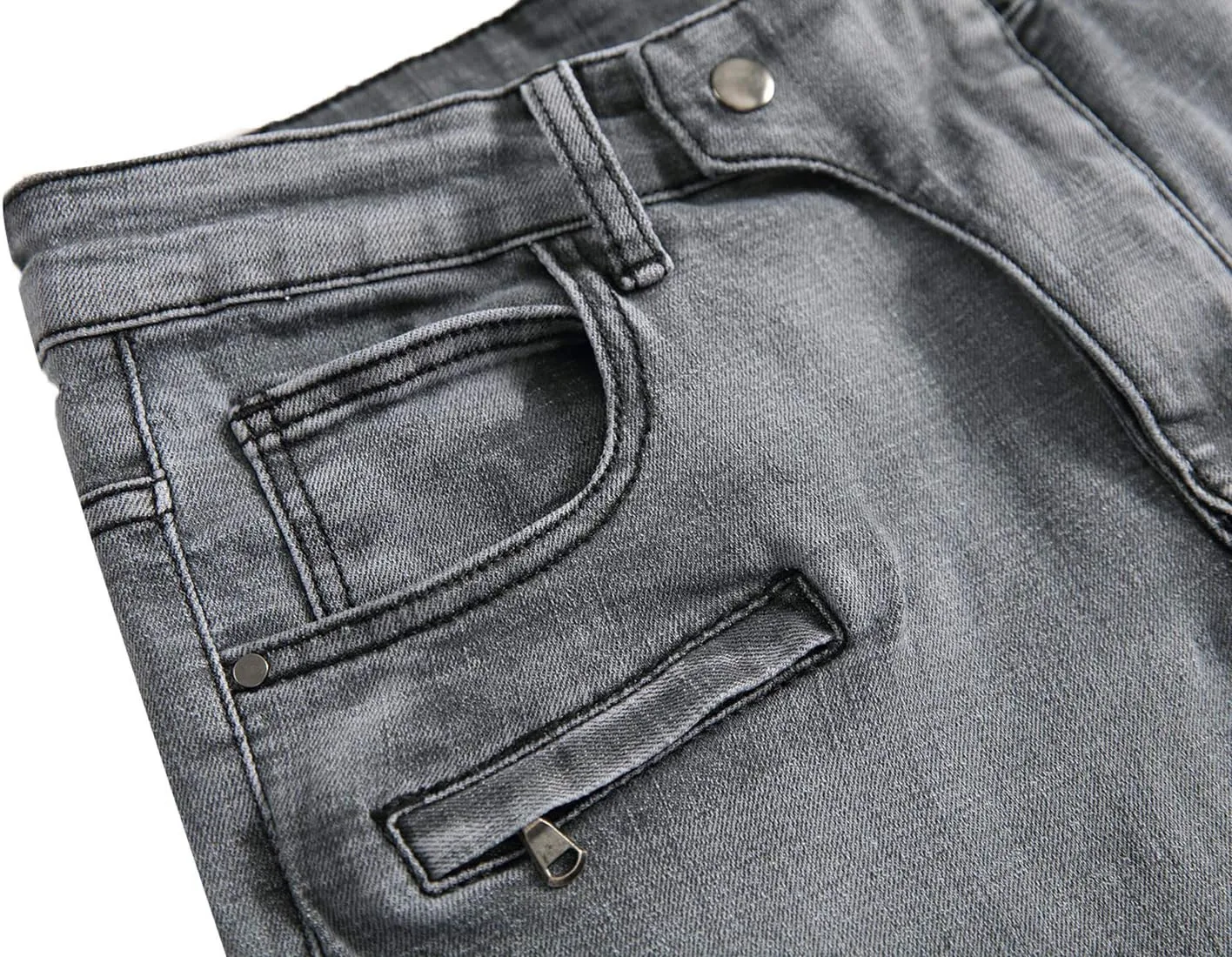 QIMYUM Men's Slim Fit Jeans Ripped Skinny Jeans for Men, Fashion Biker Jeans Stretch Moto Cargo Denim Pants