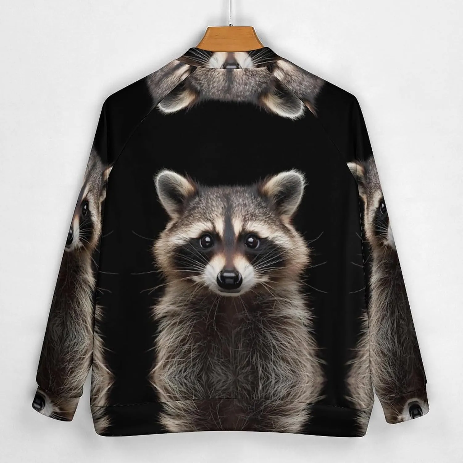 Raccoon Portrait Lightweight Men's Baseball Jackets Relaxed Fit Varsity Bomber Jacket Windbreaker Coat