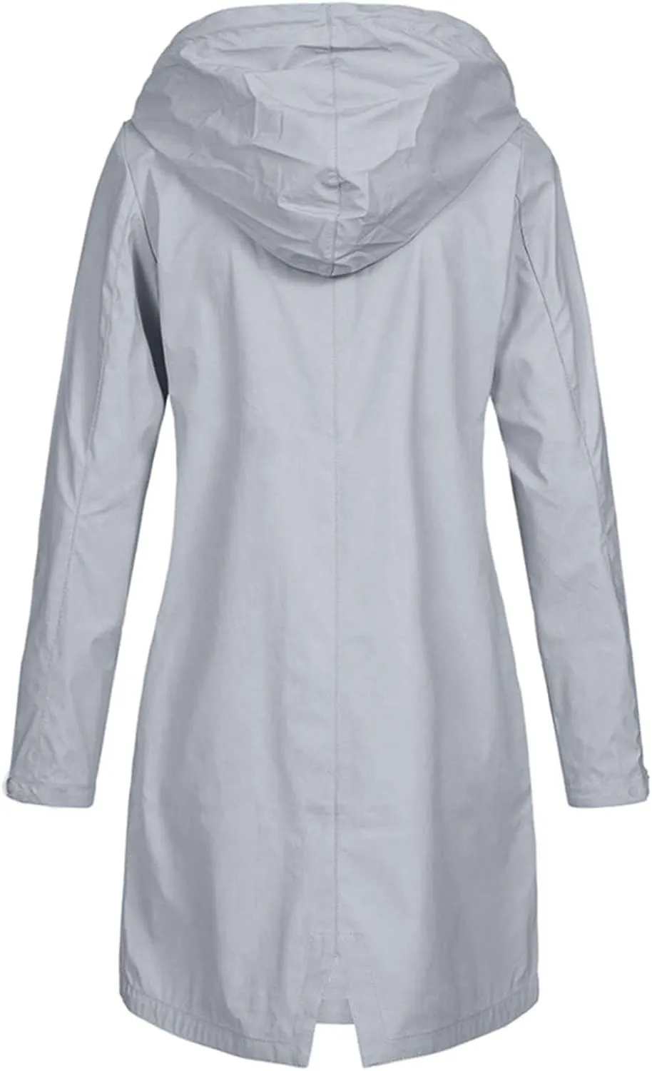 Rain Jacket Womens Waterproof with Hood Rain Coat Full Zip Up Button Down Trench Coats Solid Color Long Windbreaker