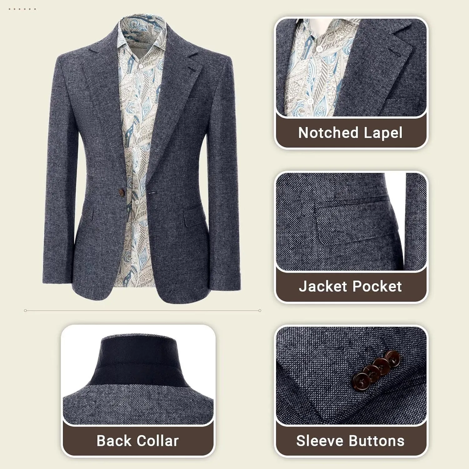 Retro 2 Piece Tweed Men's Suits Slim Fit Groom Vintage Tuxedos Set Prom Woolen Fabric Blazer Custom Jacket Pants