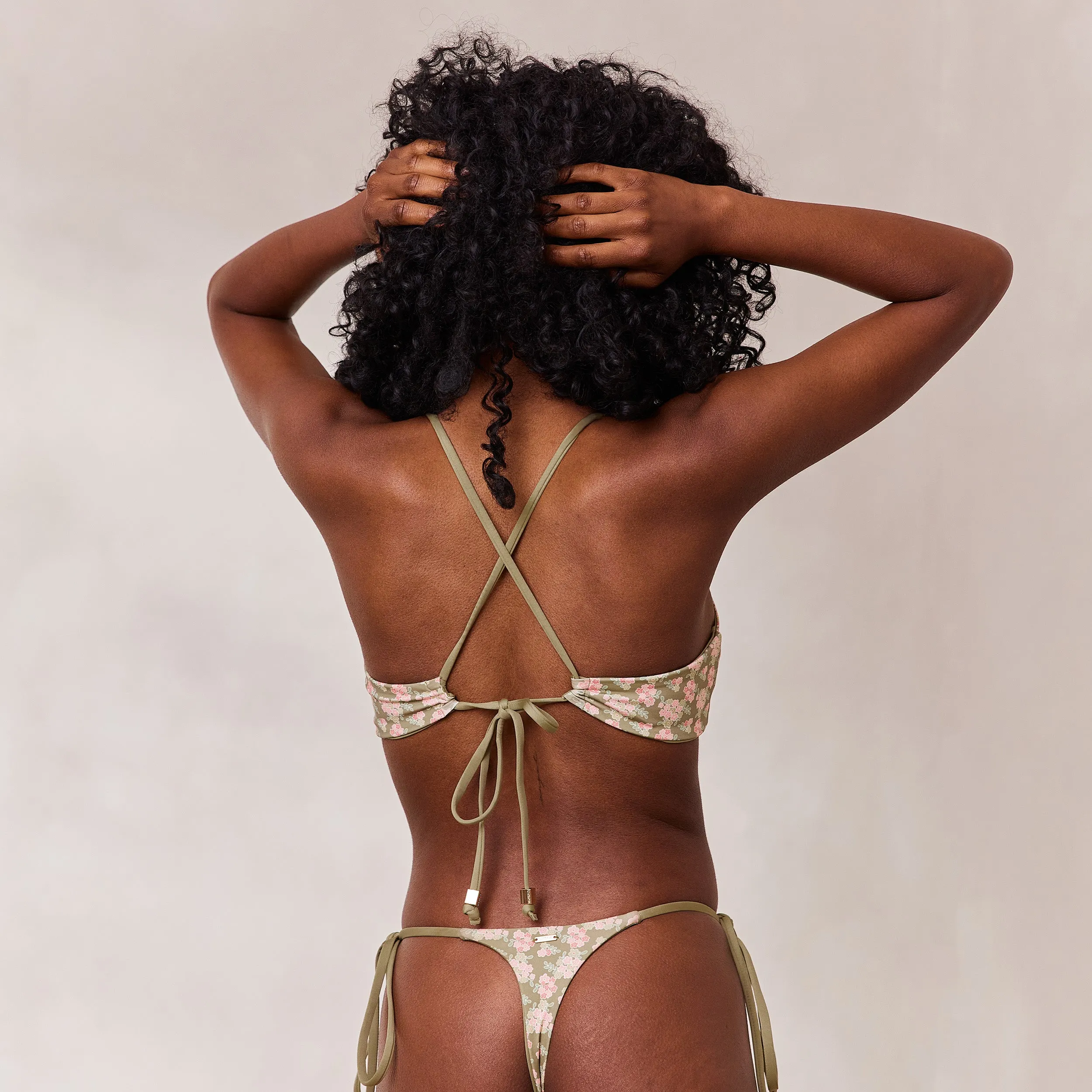 Reversible Bralette Bikini Top - Green/Floral