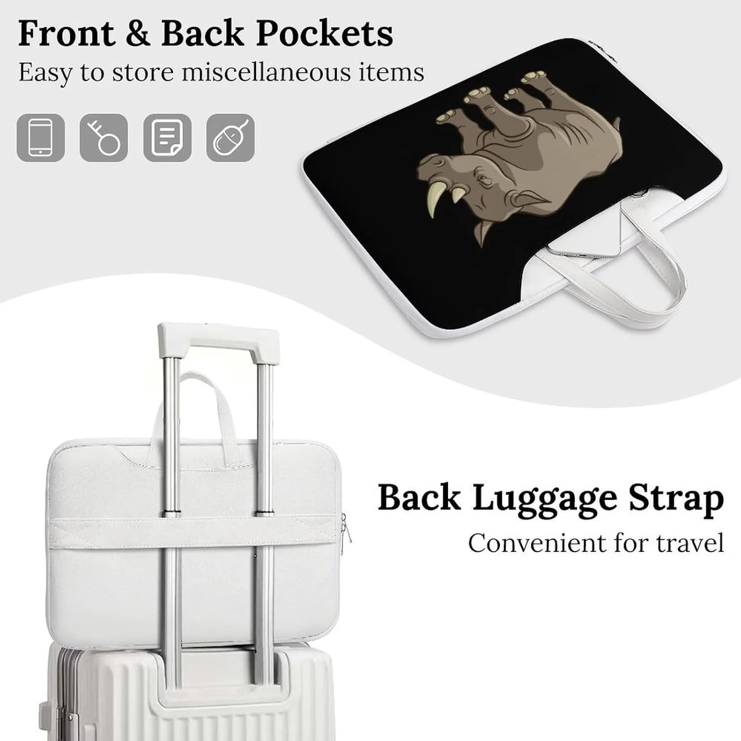 Rhino Vector Leather Bag Laptop Case Slim Water Resistant Computer Bags with Handle Briefcase for Work