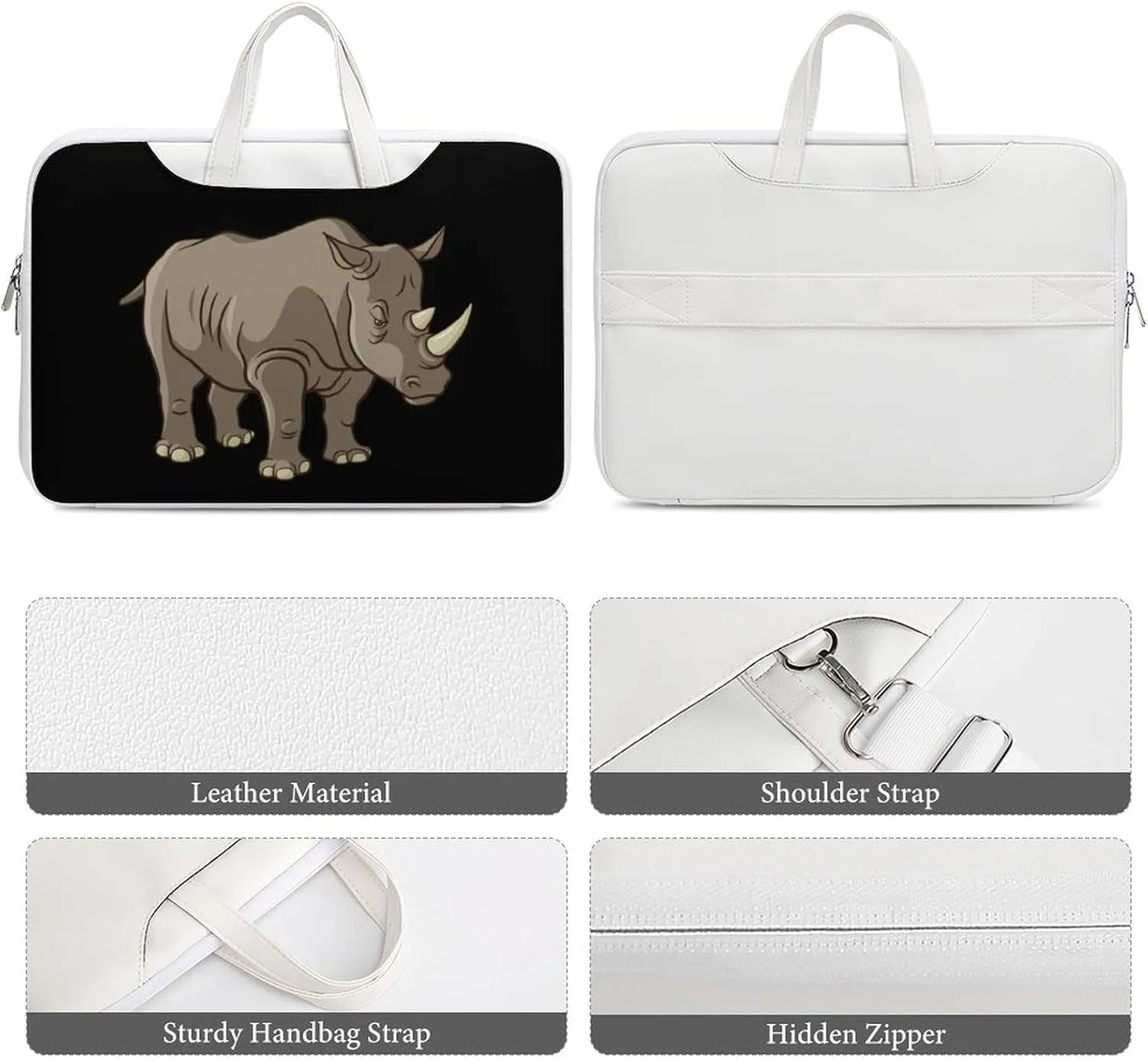 Rhino Vector Leather Bag Laptop Case Slim Water Resistant Computer Bags with Handle Briefcase for Work
