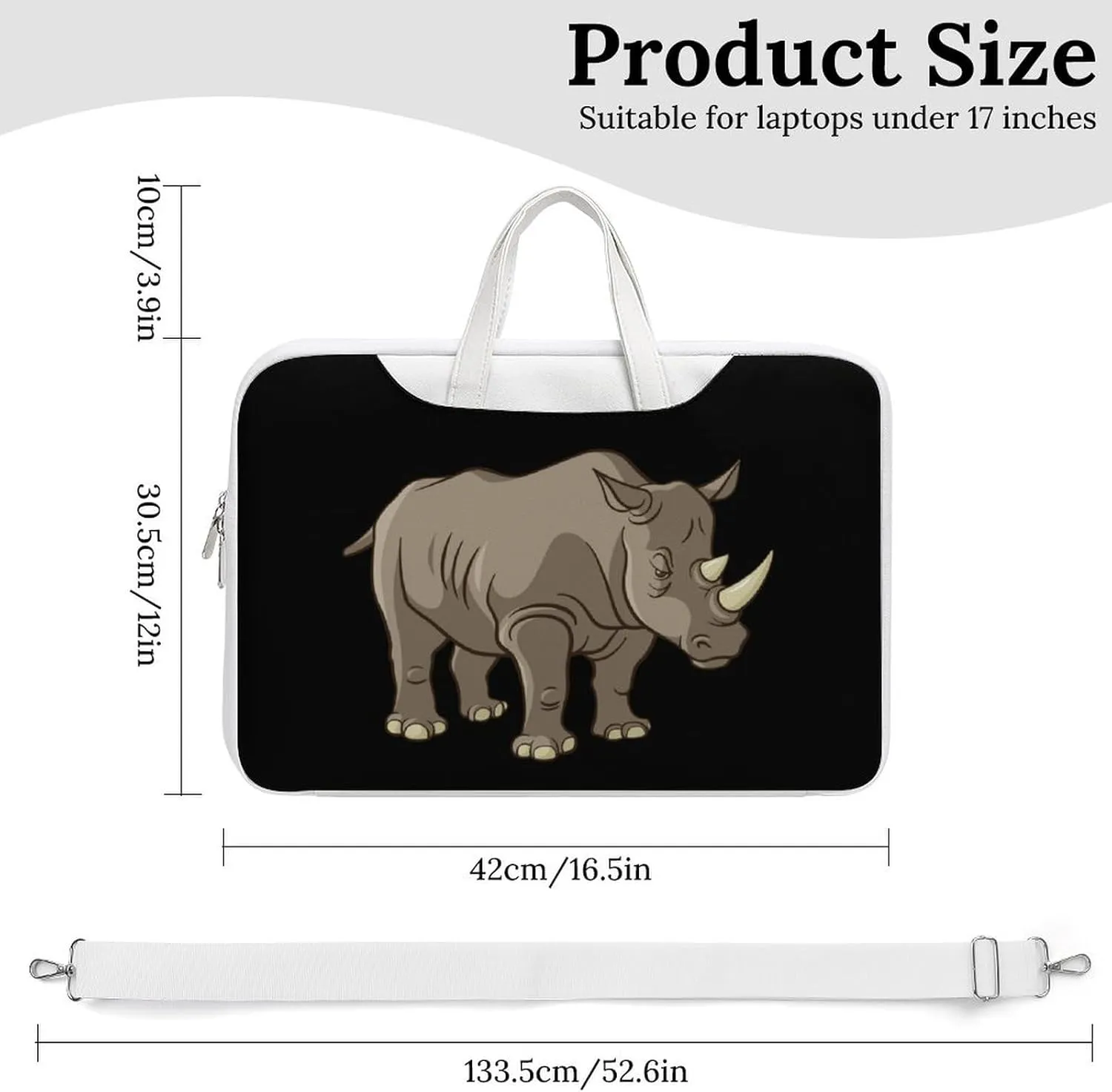 Rhino Vector Leather Bag Laptop Case Slim Water Resistant Computer Bags with Handle Briefcase for Work