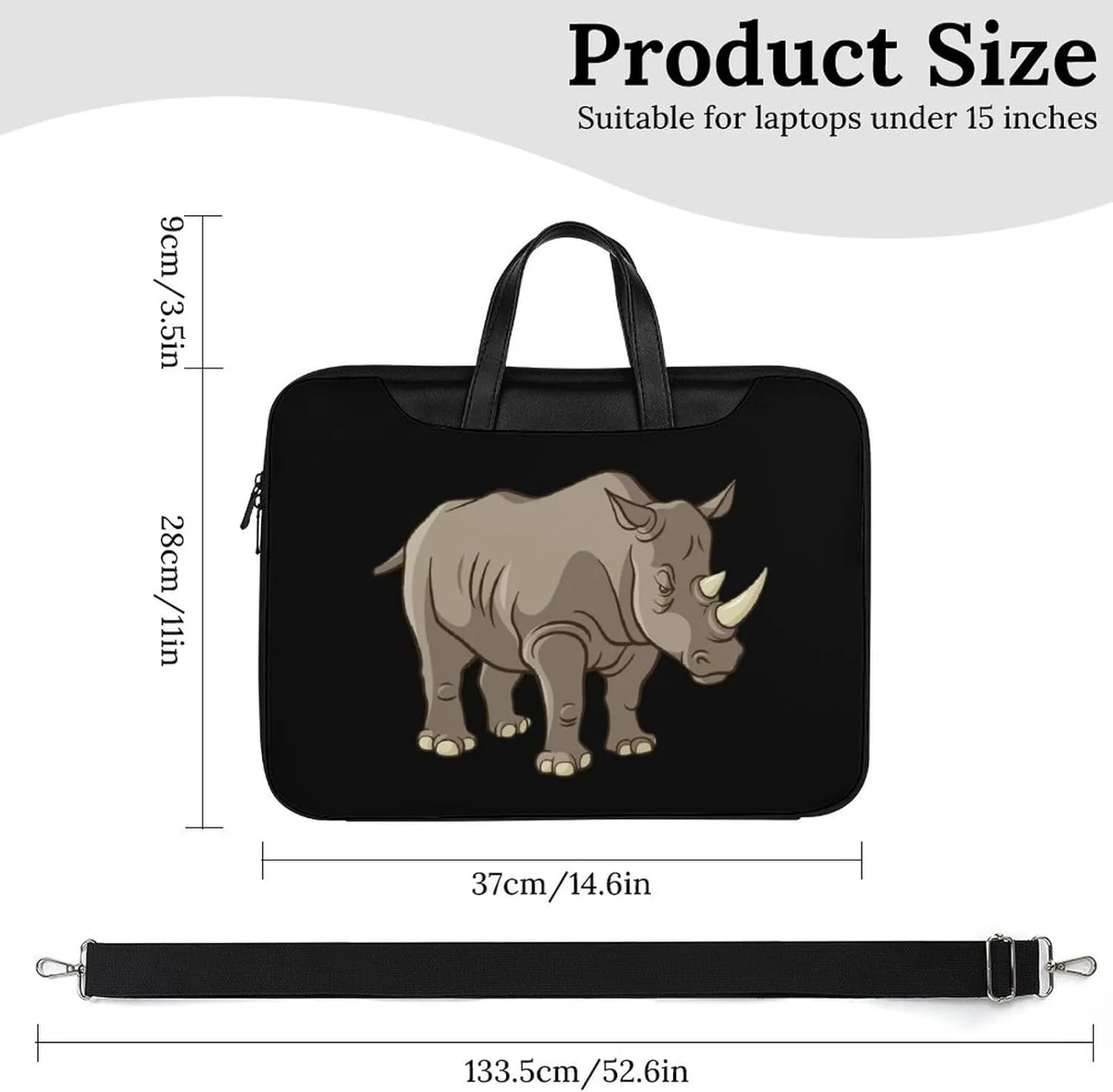 Rhino Vector Leather Bag Laptop Case Slim Water Resistant Computer Bags with Handle Briefcase for Work