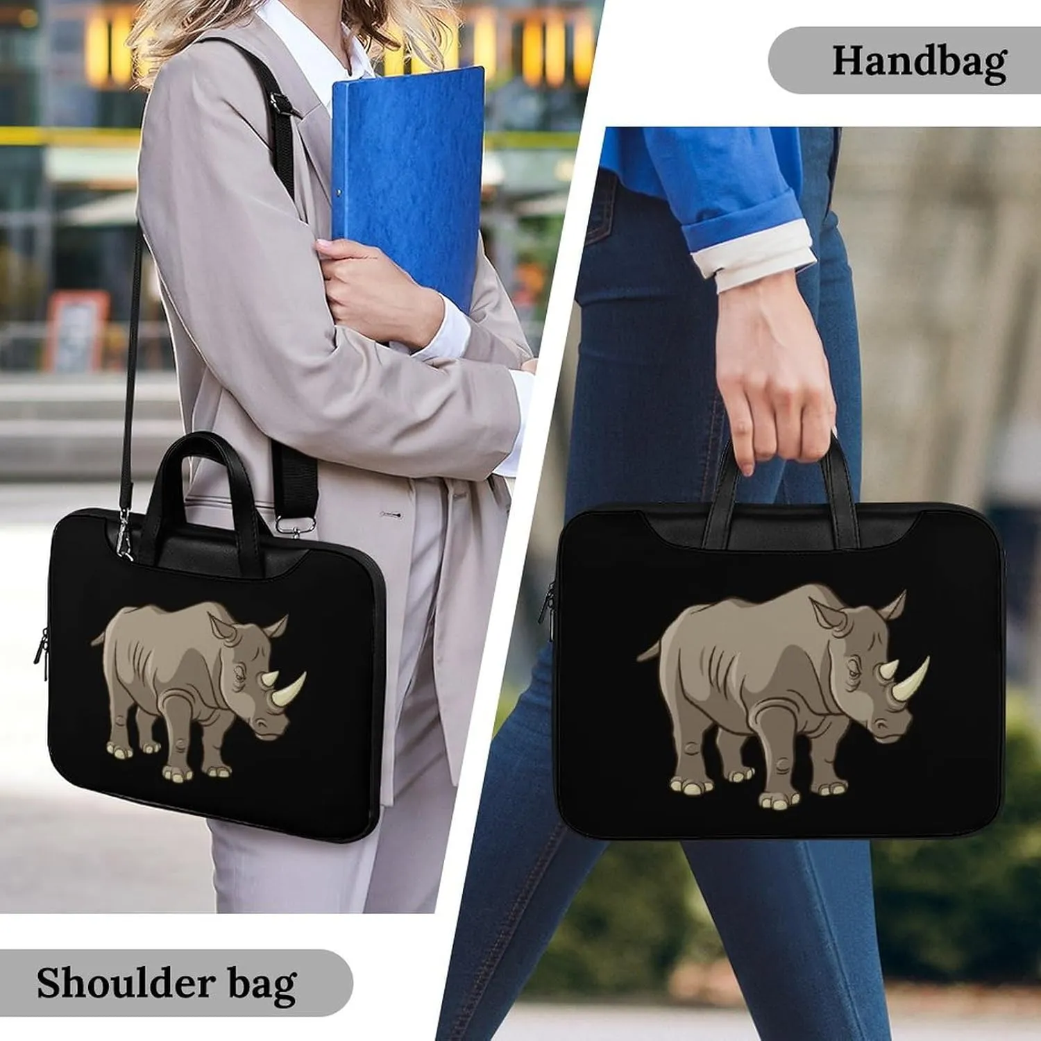 Rhino Vector Leather Bag Laptop Case Slim Water Resistant Computer Bags with Handle Briefcase for Work