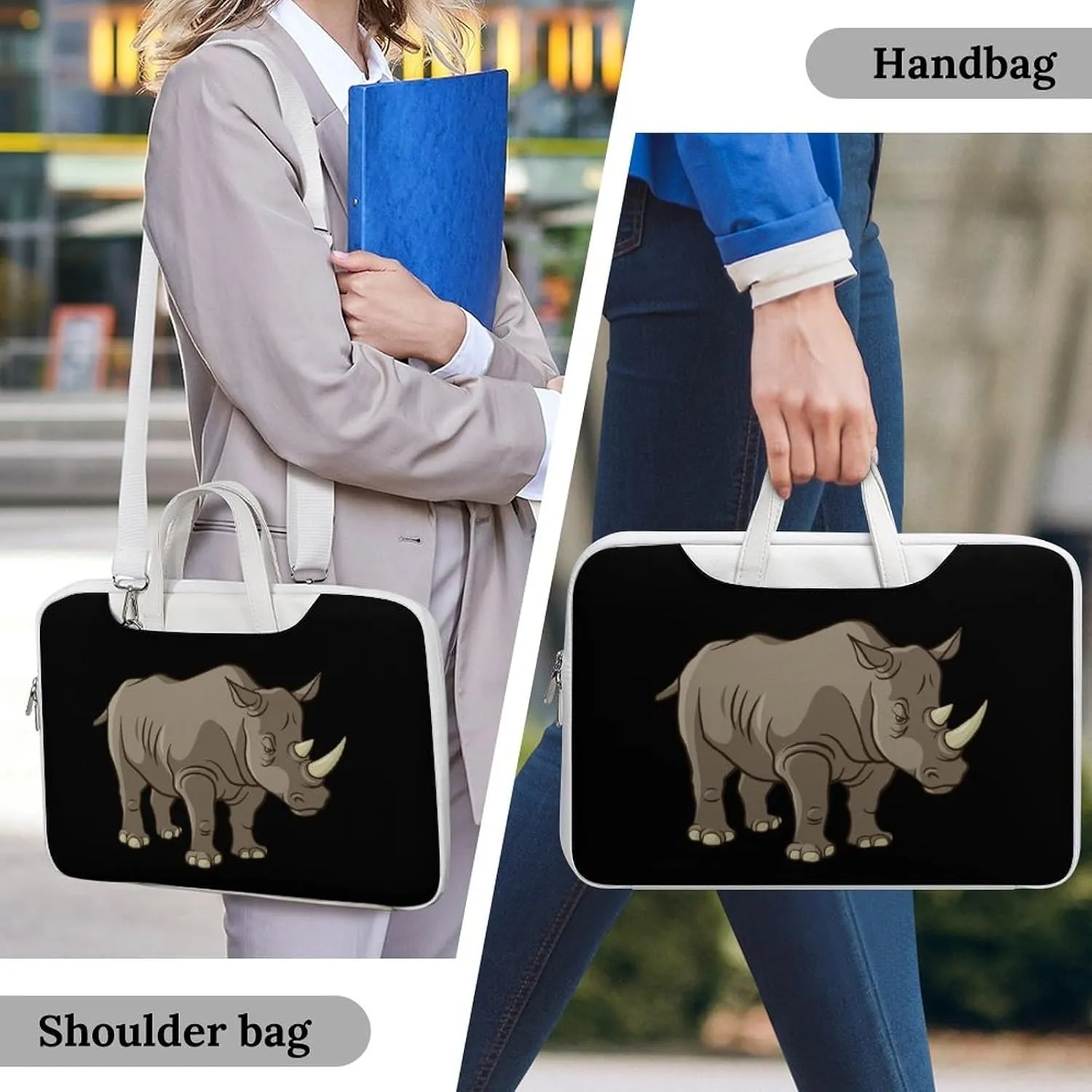 Rhino Vector Leather Bag Laptop Case Slim Water Resistant Computer Bags with Handle Briefcase for Work