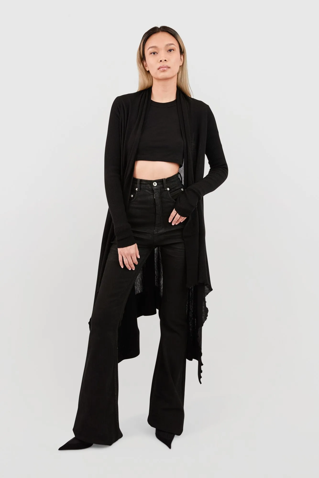 Rick Owens Long Wrap Cardigan in Black