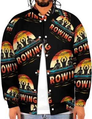 Rowing Team and Sunset 90s Lightweight Men's Baseball Jackets Relaxed Fit Varsity Bomber Jacket Windbreaker Coat
