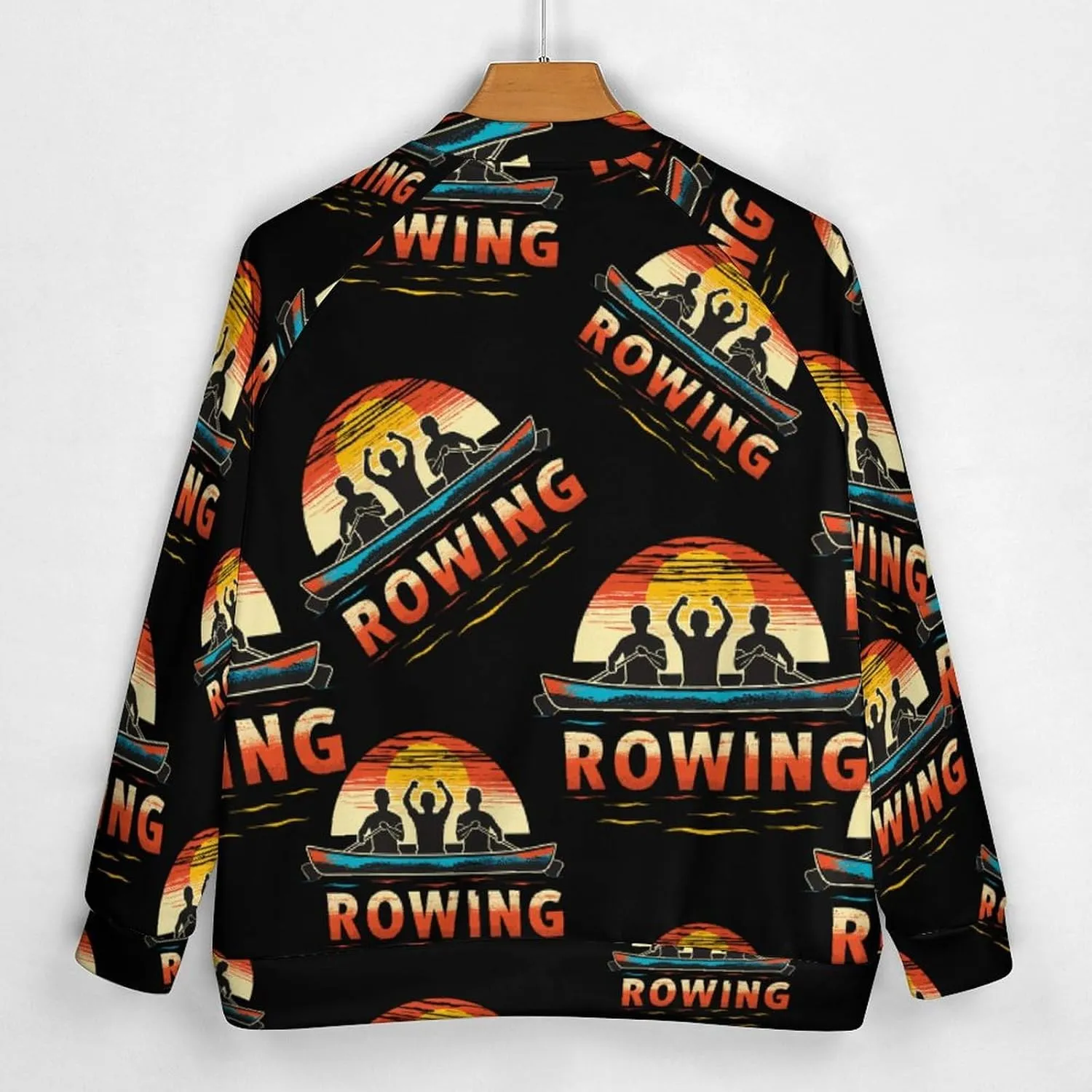 Rowing Team and Sunset 90s Lightweight Men's Baseball Jackets Relaxed Fit Varsity Bomber Jacket Windbreaker Coat