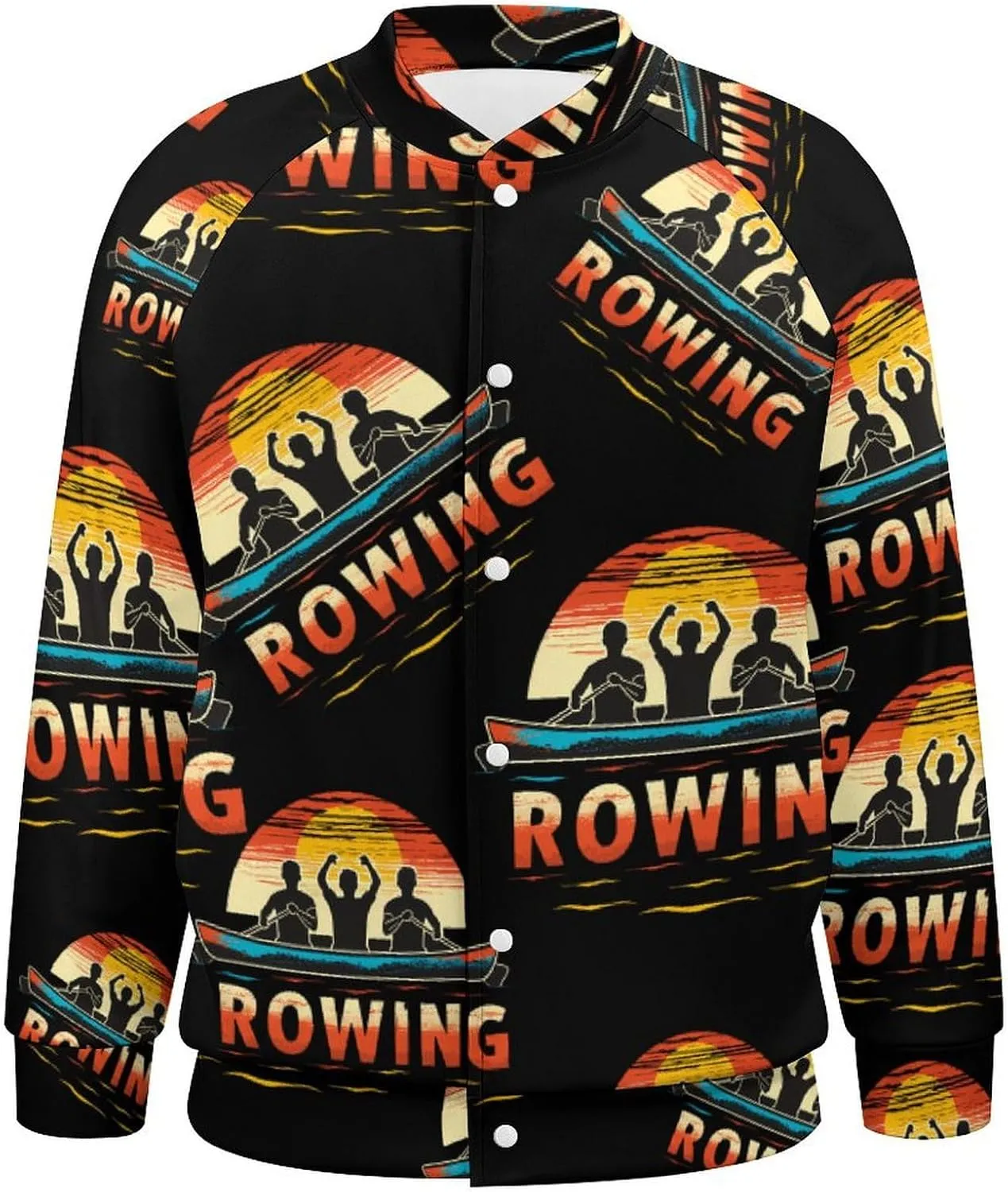 Rowing Team and Sunset 90s Lightweight Men's Baseball Jackets Relaxed Fit Varsity Bomber Jacket Windbreaker Coat