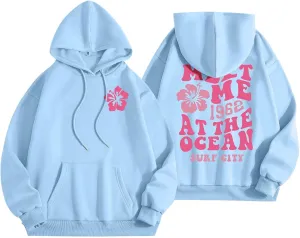 Sales Today Clearance Oversized Y2K Hoodies for Women Cute Letter Print Sweaters Vintage Comfy Pullover Sweatshirt, Small, 016-light Blue