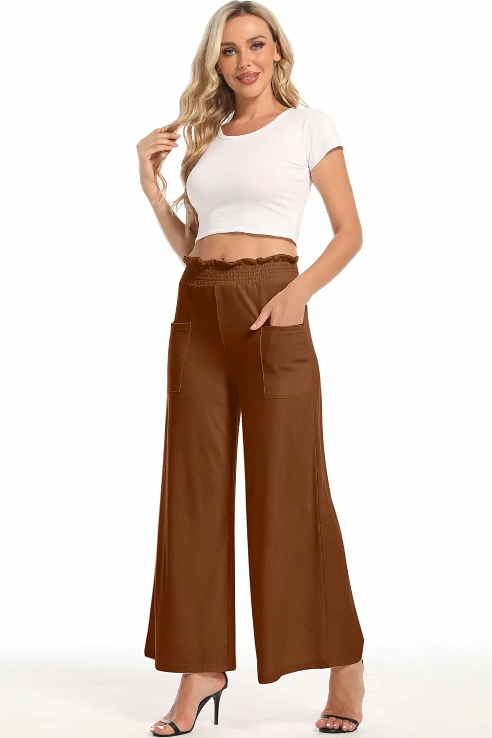 sandbank Wide Leg Pants for Women High Waist Palazzo Pants 2024 Long Dress Pants Trousers with Pockets