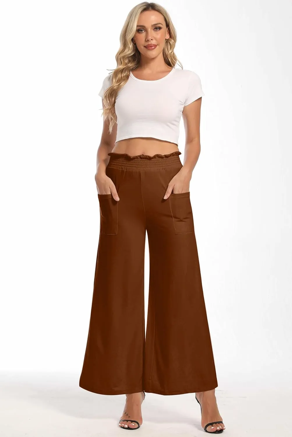 sandbank Wide Leg Pants for Women High Waist Palazzo Pants 2024 Long Dress Pants Trousers with Pockets
