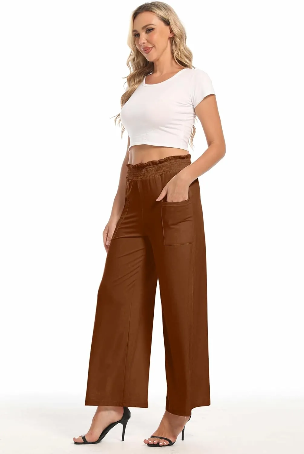 sandbank Wide Leg Pants for Women High Waist Palazzo Pants 2024 Long Dress Pants Trousers with Pockets