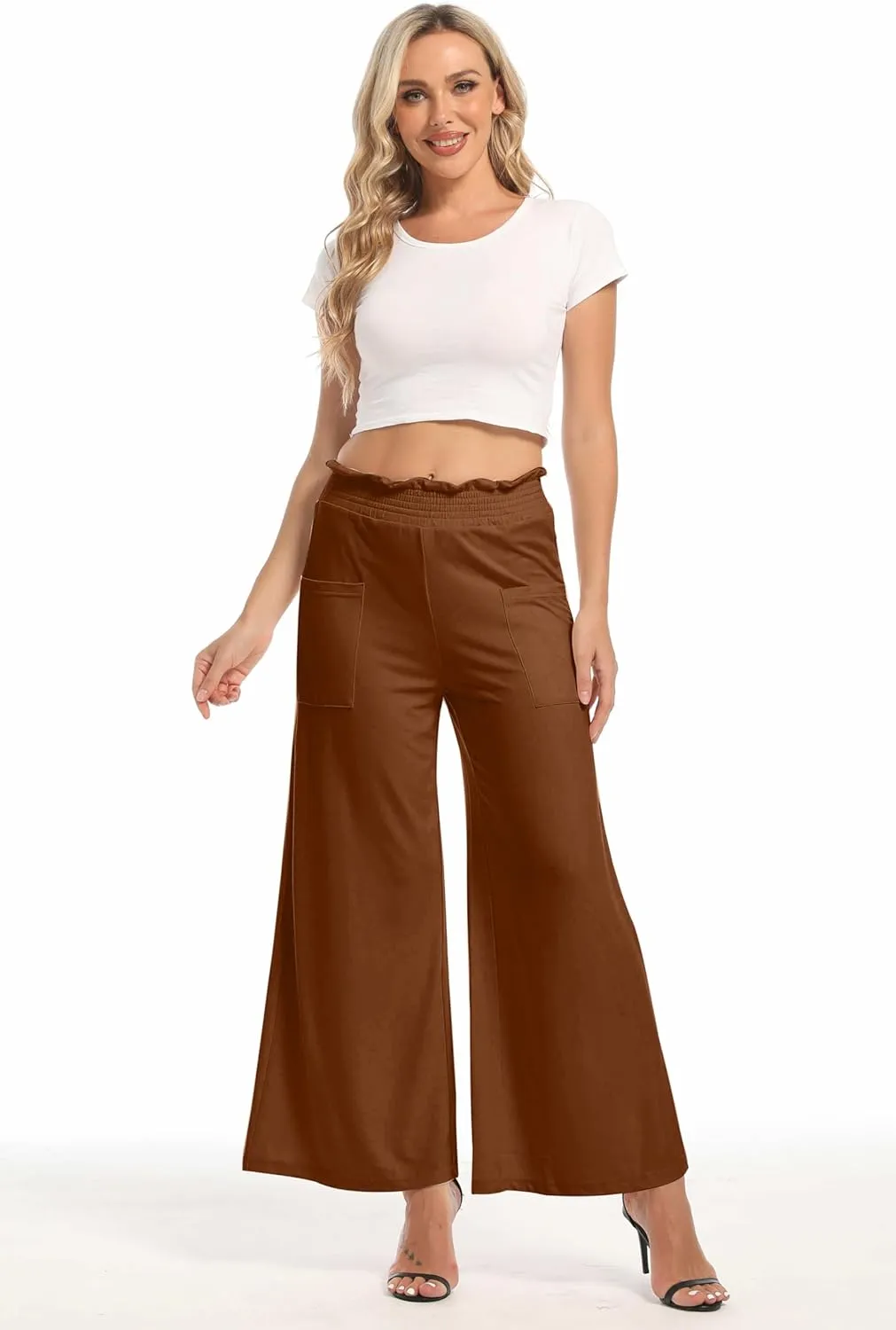 sandbank Wide Leg Pants for Women High Waist Palazzo Pants 2024 Long Dress Pants Trousers with Pockets