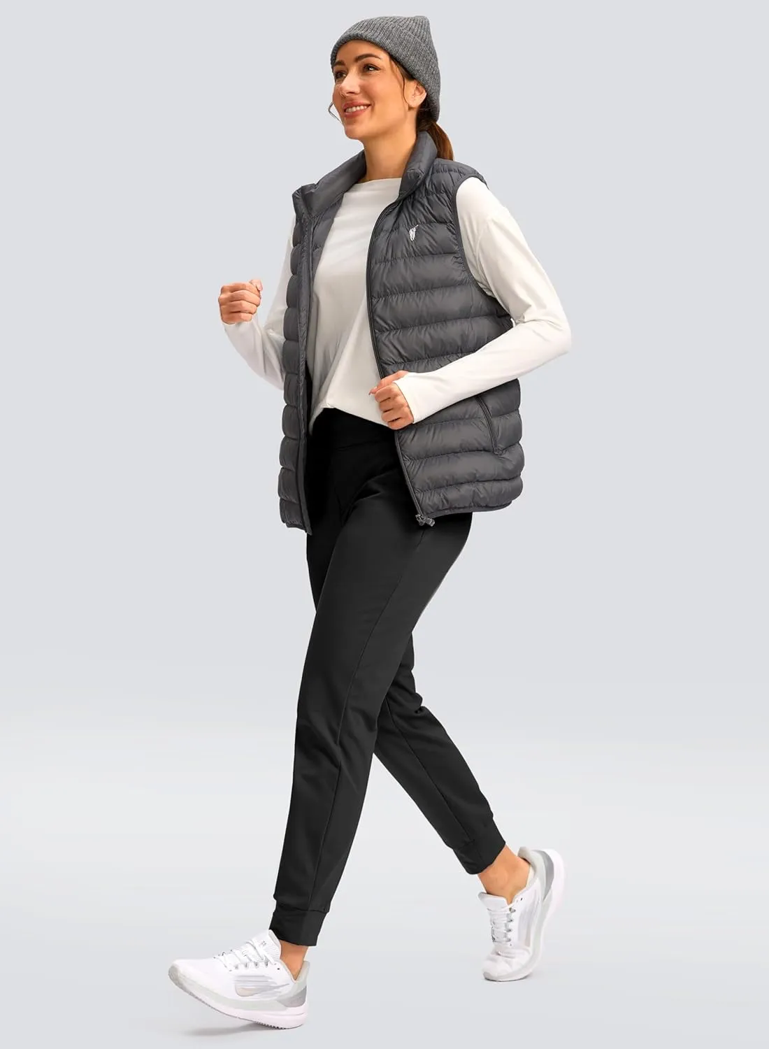 SANTINY Women's Fleece Lined Joggers Water Resistant High Waisted Thermal Sweatpants Winter Pants Hiking Running Pockets