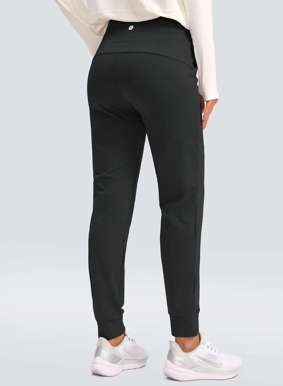 SANTINY Women's Fleece Lined Joggers Water Resistant High Waisted Thermal Sweatpants Winter Pants Hiking Running Pockets