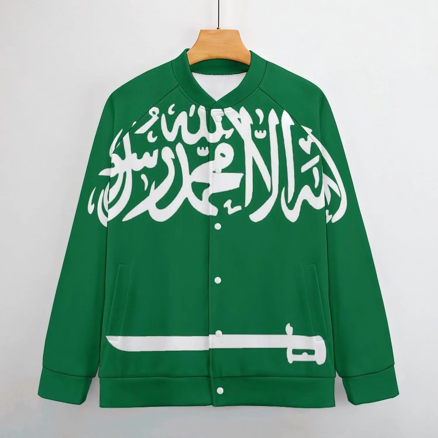 Saudi Arabia Flag Lightweight Men's Baseball Jackets Relaxed Fit Varsity Bomber Jacket Windbreaker Coat