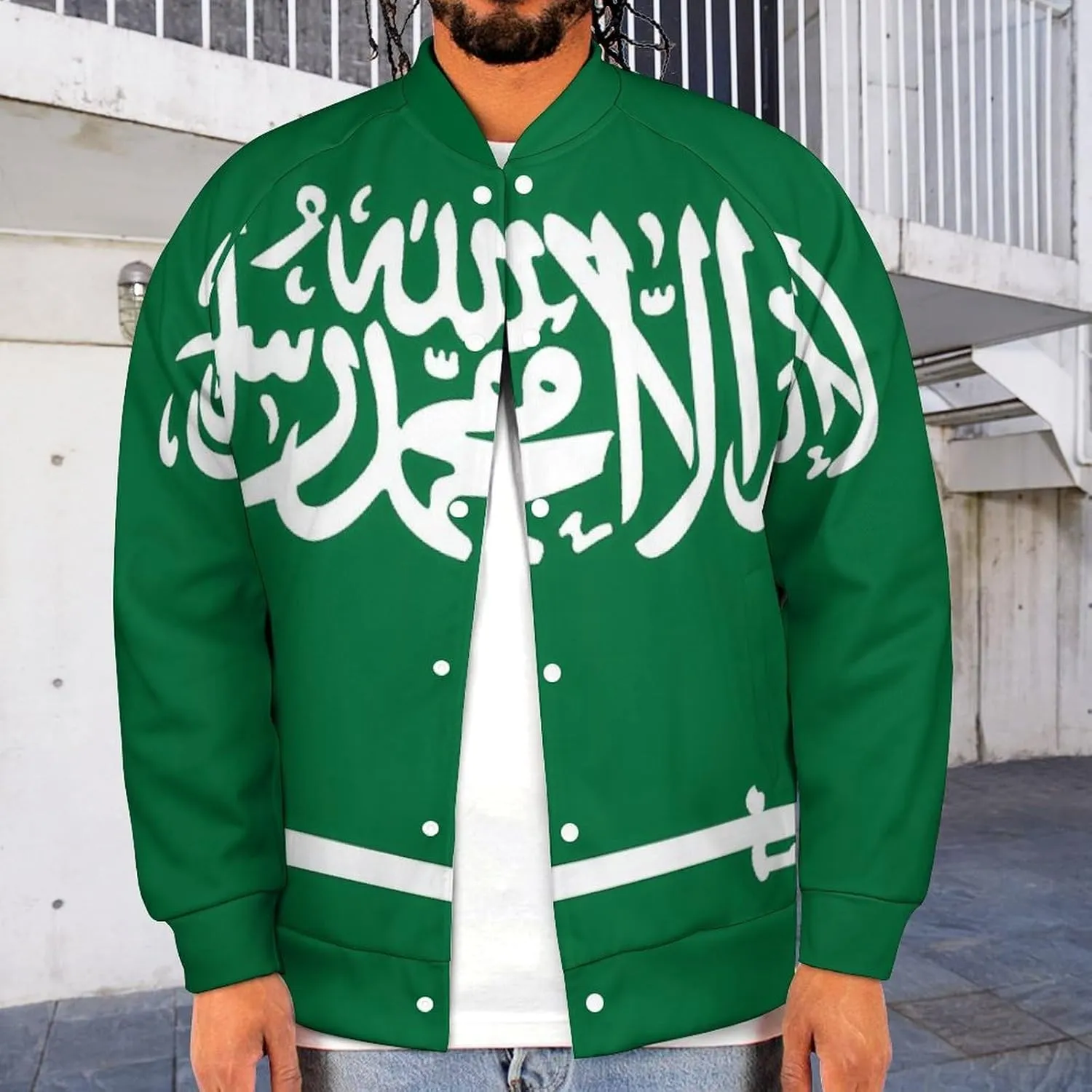 Saudi Arabia Flag Lightweight Men's Baseball Jackets Relaxed Fit Varsity Bomber Jacket Windbreaker Coat