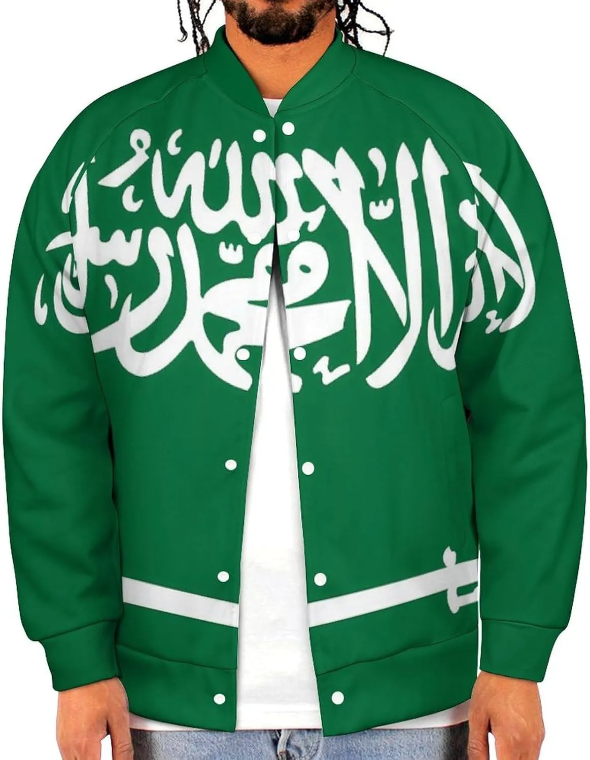 Saudi Arabia Flag Lightweight Men's Baseball Jackets Relaxed Fit Varsity Bomber Jacket Windbreaker Coat