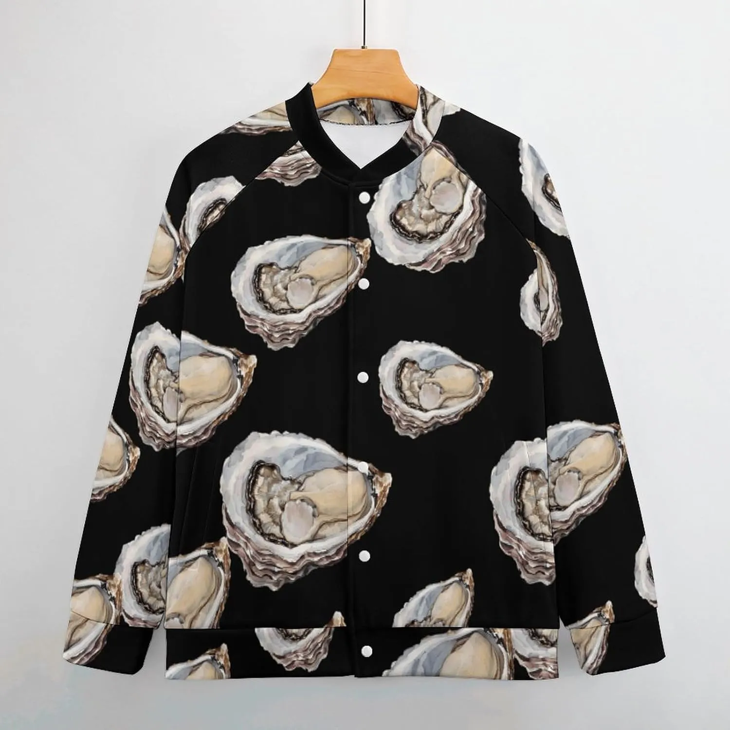Seafood Oyster Lightweight Men's Baseball Jackets Relaxed Fit Varsity Bomber Jacket Windbreaker Coat