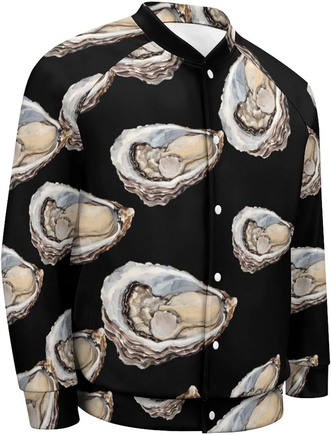 Seafood Oyster Lightweight Men's Baseball Jackets Relaxed Fit Varsity Bomber Jacket Windbreaker Coat