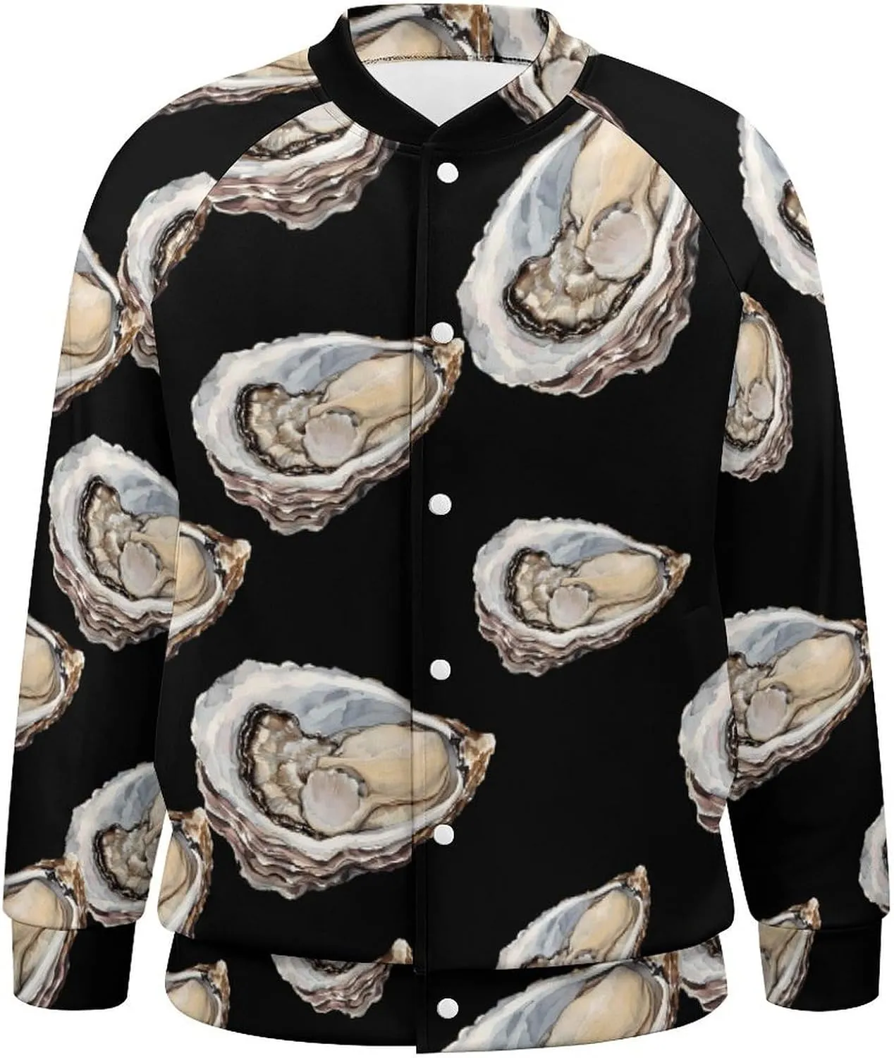 Seafood Oyster Lightweight Men's Baseball Jackets Relaxed Fit Varsity Bomber Jacket Windbreaker Coat