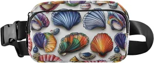 Seashells Pattern Fanny Pack Water Resistant, Women Men Waist Pack Sling Bag Purse for Travel Hiking