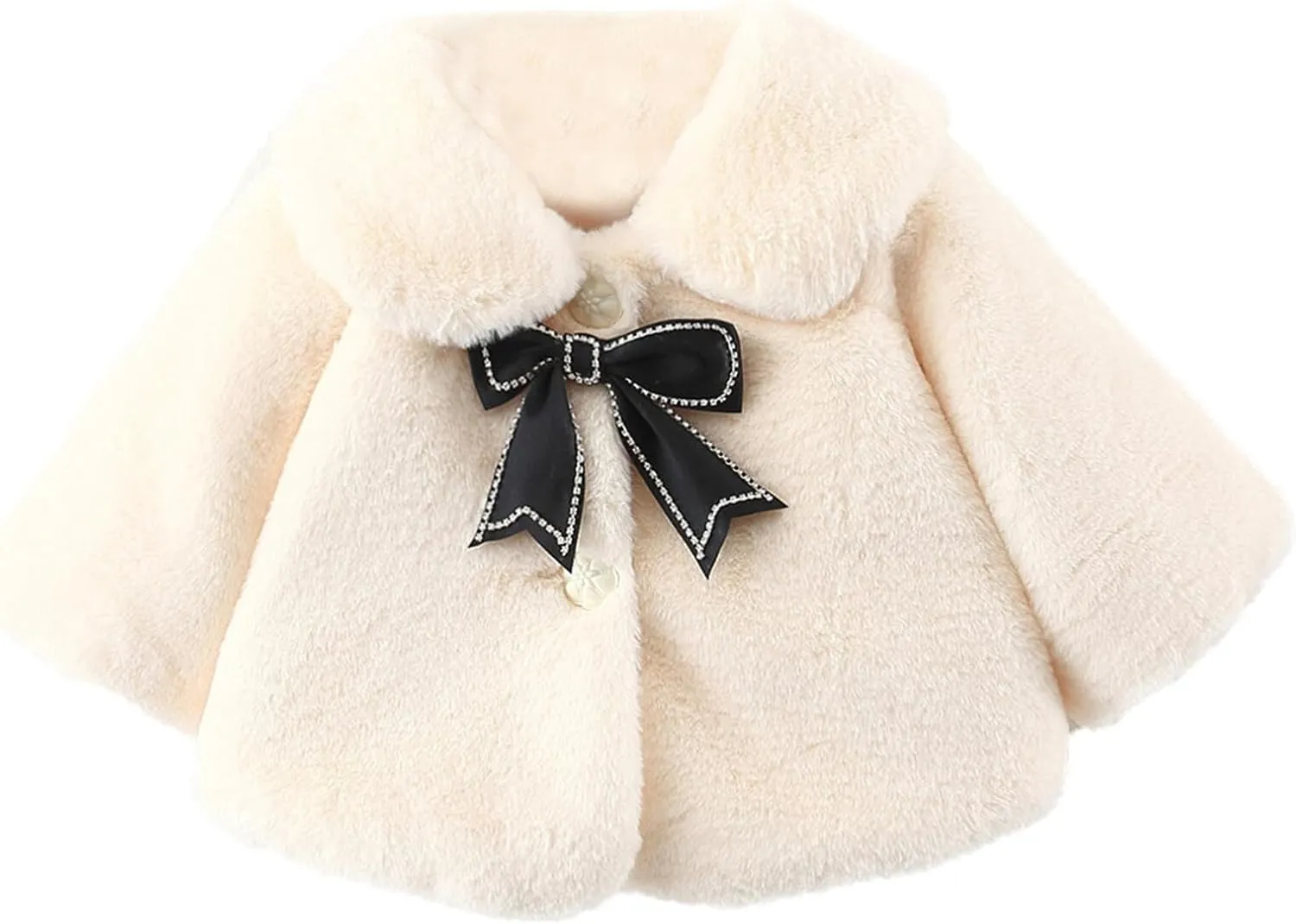 SEAUR Baby Girls Faux Fur Warm Cloak Coat Cute Winter Furry Cape Jacket Fluffy Plush Fleece Outwear with Bowknot