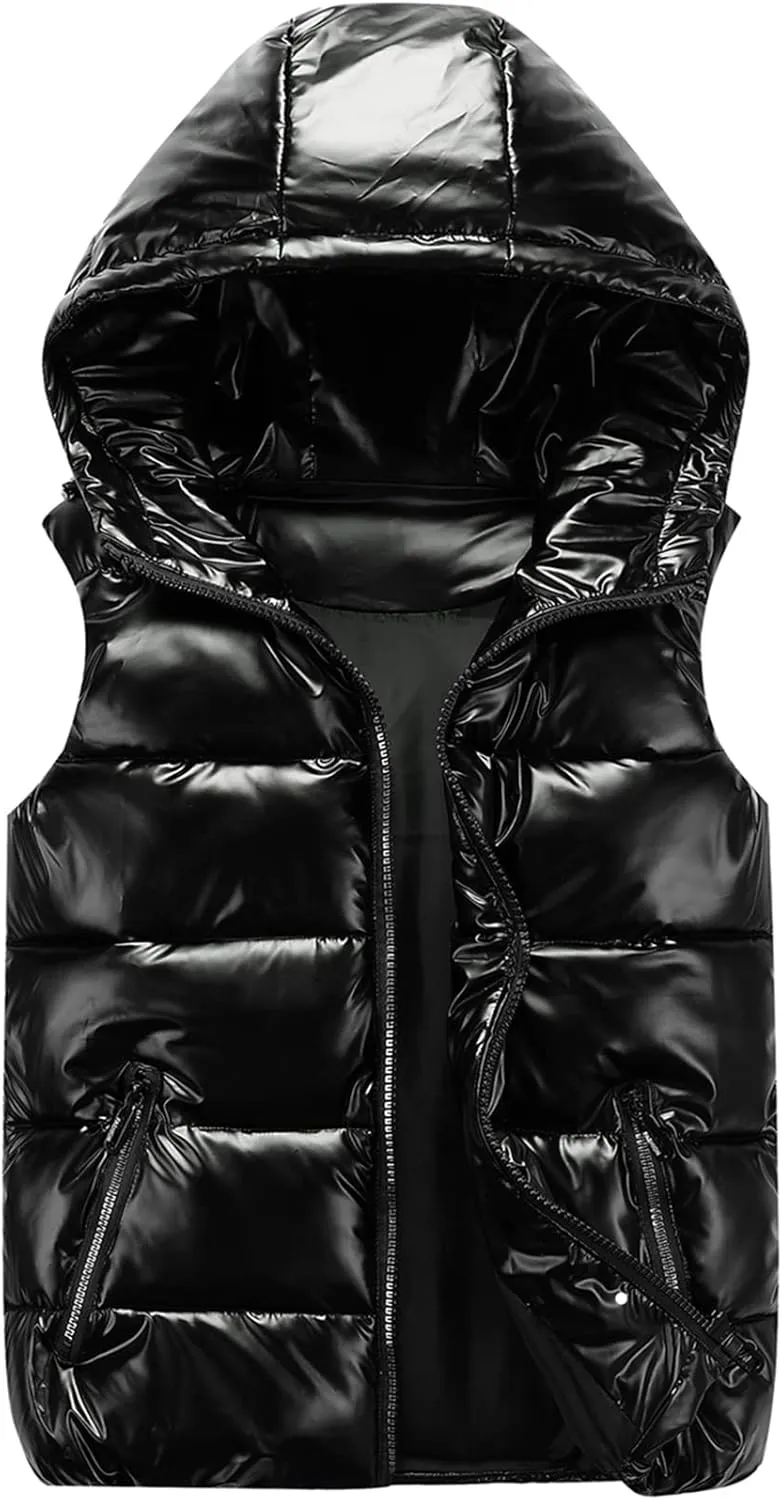 SEAUR - Puffer Vest Boy Winter Coat Shiny Girl Metallic Outwear Kids Sleeveless Jacket Down Warm Waterproof Waistcoat