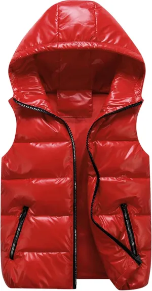 SEAUR - Puffer Vest Boy Winter Coat Shiny Girl Metallic Outwear Kids Sleeveless Jacket Down Warm Waterproof Waistcoat