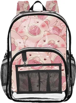 senya Transparent School Bag Big Mouth Pigs Travel Backpack With Water-Resistant PVC Plastic Clear Bagpack