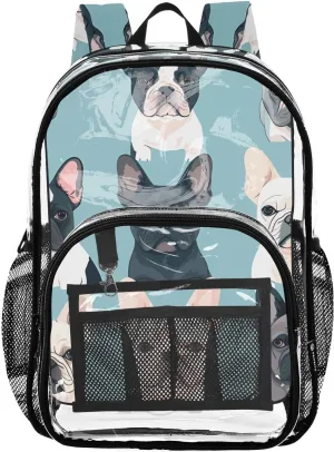 senya Transparent School Bag Black-white Dogs Travel Backpack With Water-Resistant PVC Plastic Clear Bagpack