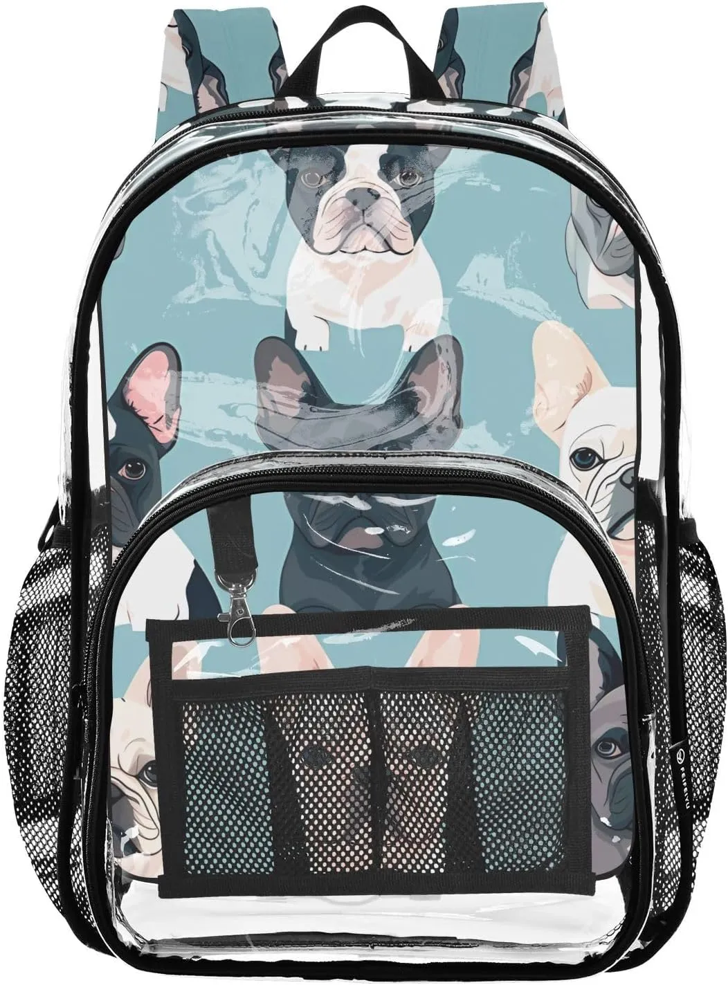senya Transparent School Bag Black-white Dogs Travel Backpack With Water-Resistant PVC Plastic Clear Bagpack
