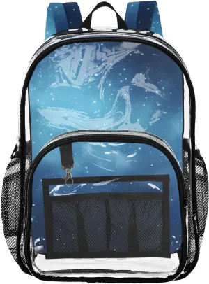 senya Transparent School Bag Blue Starry Sky Travel Backpack With Water-Resistant PVC Plastic Clear Bagpack