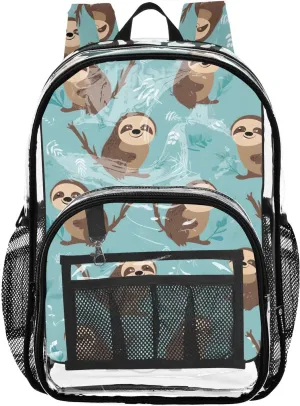 senya Transparent School Bag Brown Sloth Laughs Travel Backpack With Water-Resistant PVC Plastic Clear Bagpack