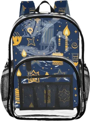 senya Transparent School Bag Cartoon Stars Candles Travel Backpack With Water-Resistant PVC Plastic Clear Bagpack
